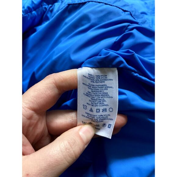 Lands End Puffer Winter Coat Blue Small Quilted Goose Down Gorpcore Outdoor 90s - Picture 8 of 9